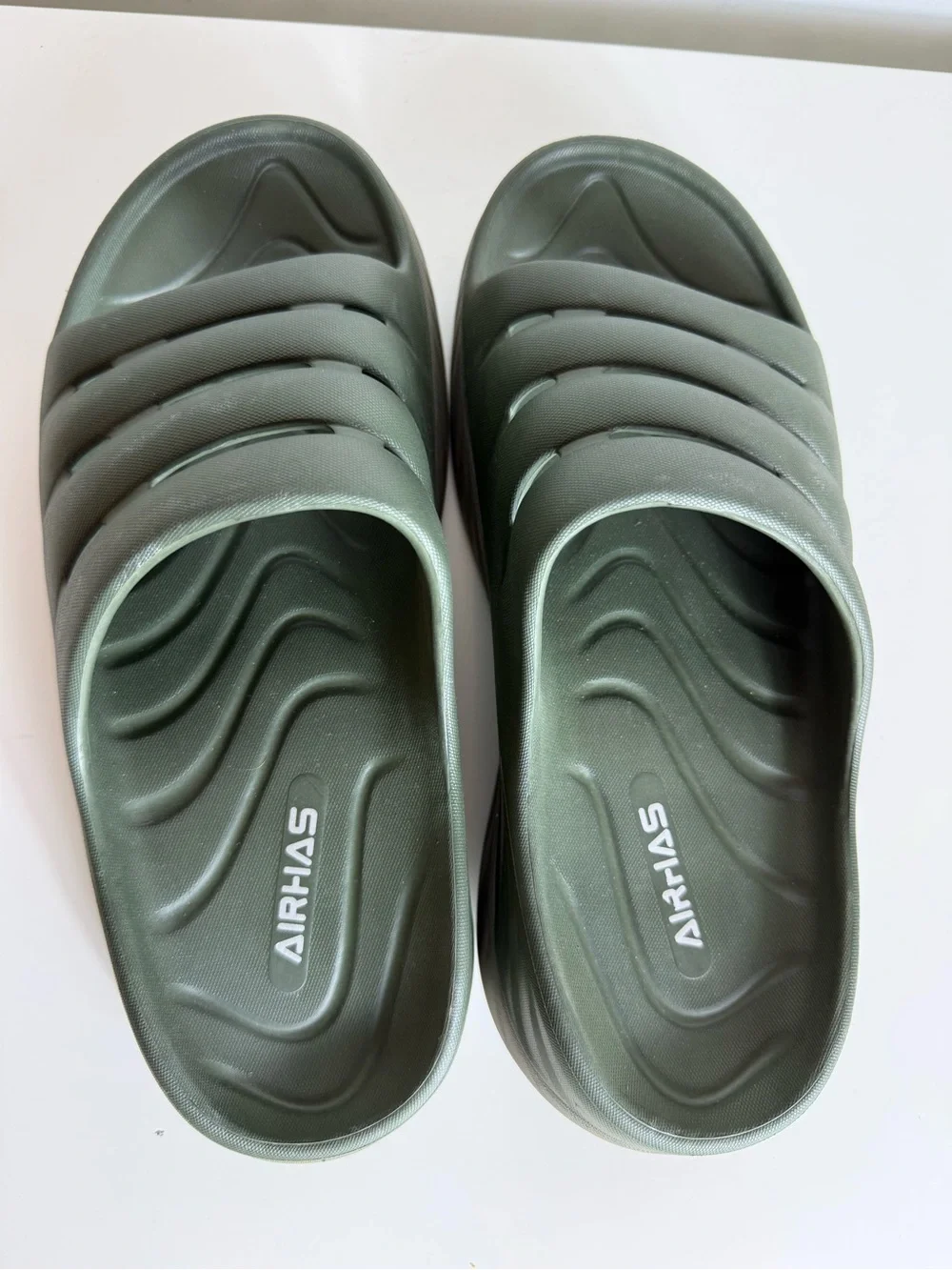 AIRHAS Mens 10 Olive Green EVA Foam Platform Slide Sandals Recovery Cloud Shoes